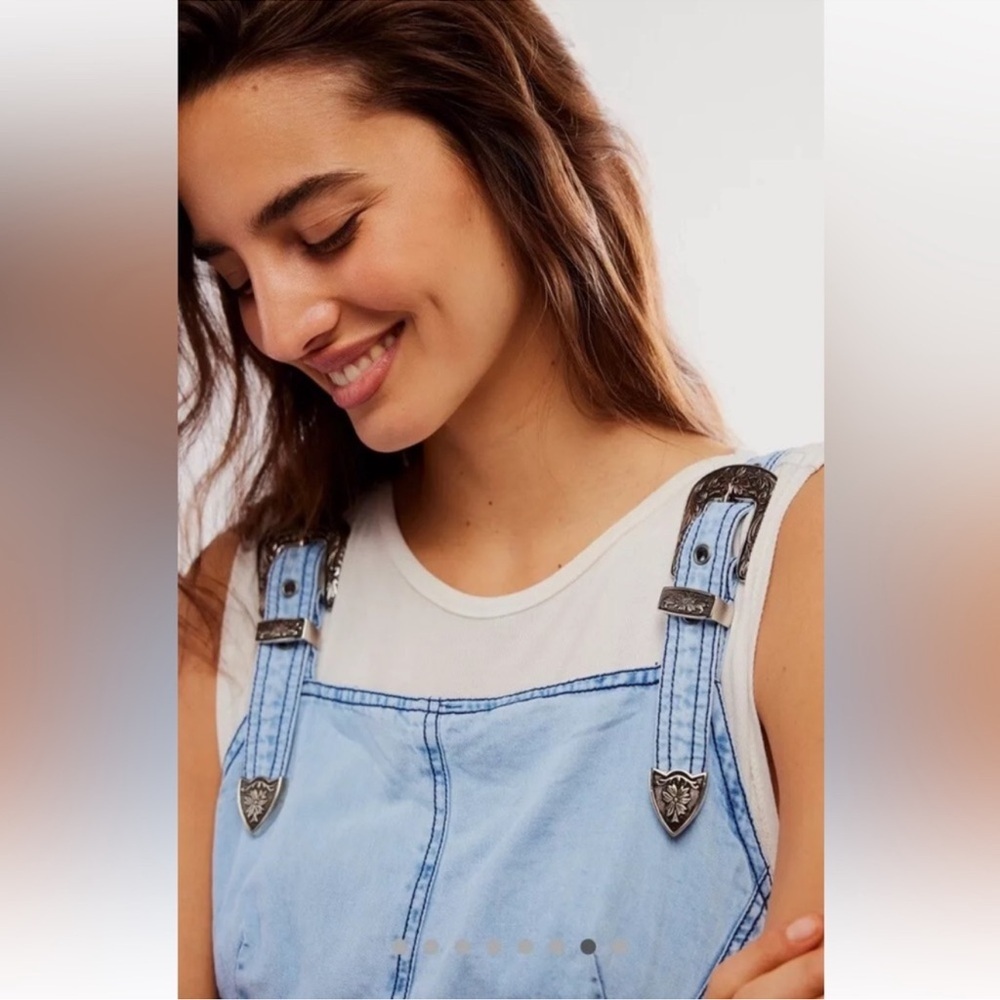 NEW Free People Stars Align Baby Blues Denim Midi Maxi Dress 0 - Picture 6 of 9